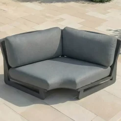Set angolare da giardino in alluminio 6 posti 6 pz Long Beach Grigio antracite
