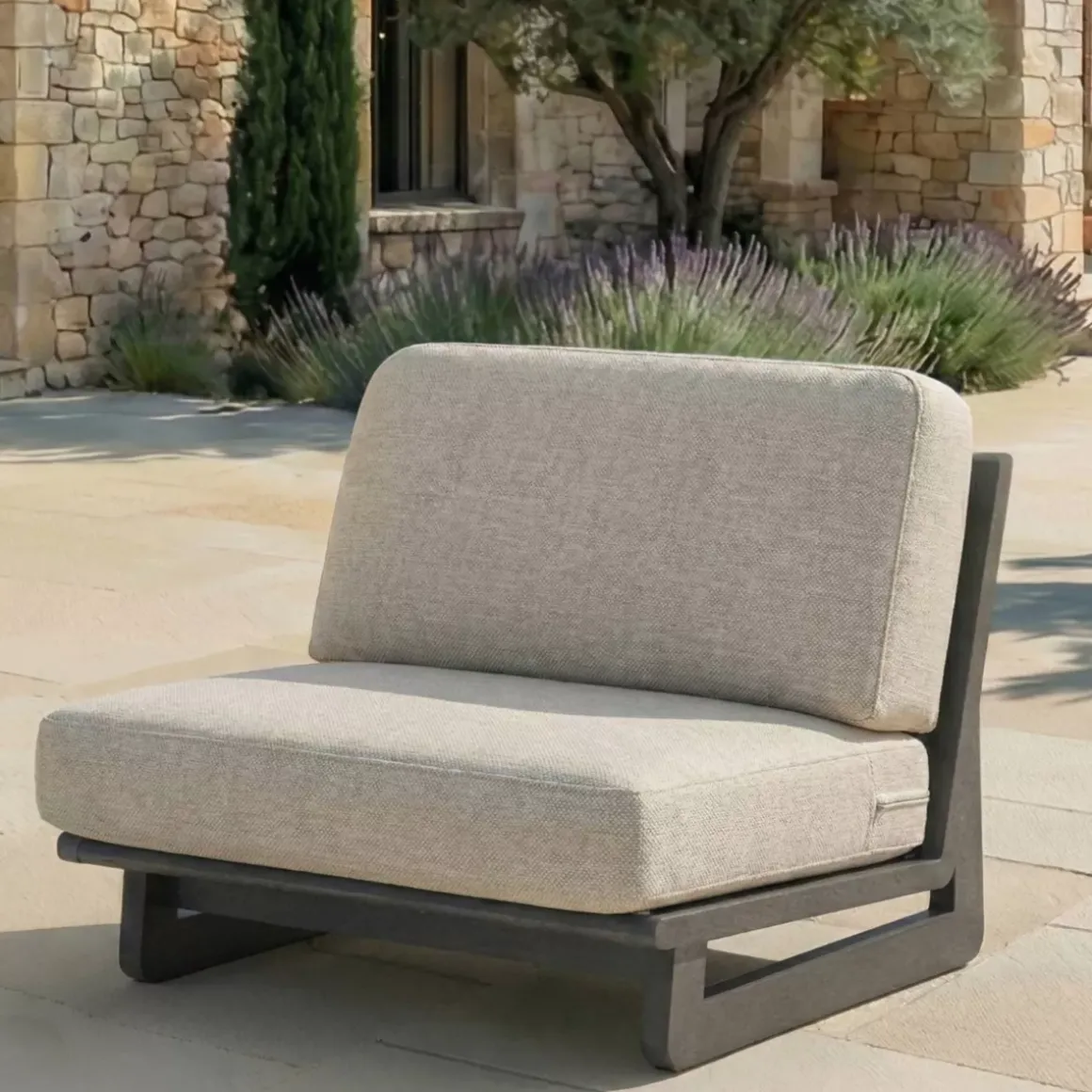 Set angolare da giardino in alluminio 6 posti 6 pezzi Long Beach Grigio antracite e tortora