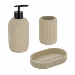 TENDANCE Accessori Bagno-Set bicchiere distributore e porta sapone in resina Minimalist geometrico