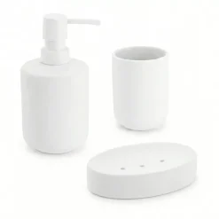 TENDANCE Accessori Bagno-Set bicchiere portasapone e distributore in grès Timeless