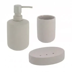 TENDANCE Accessori Bagno-Set bicchiere, portasapone e distributore di sapone in grès Timeless