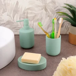 TENDANCE Accessori Bagno-Set bicchiere, portasapone e distributore di sapone in grès Timeless