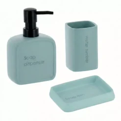 TENDANCE Accessori Bagno-Set bicchiere portaspazzolino e distributore in poliresina incisa Julia
