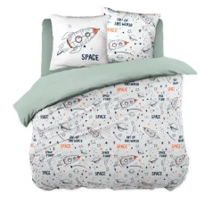 Set copripiumino e due federe bambino in cotone (240 x 220 cm) Galassia Bianca