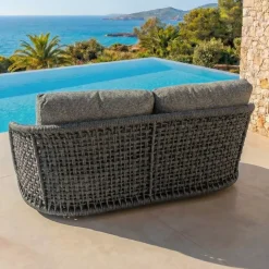 Set da giardino effetto rattan e alluminio 4 posti 5 pezzi Riviera Grigio antracite