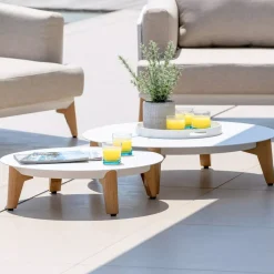 Set da giardino in alluminio 5 posti 4 pezzi Monte Carlo Bianco e terracotta