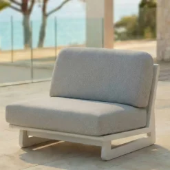 Set da giardino in alluminio 8 posti 6 pezzi Long Beach Bianco cenere e grigio chiaro