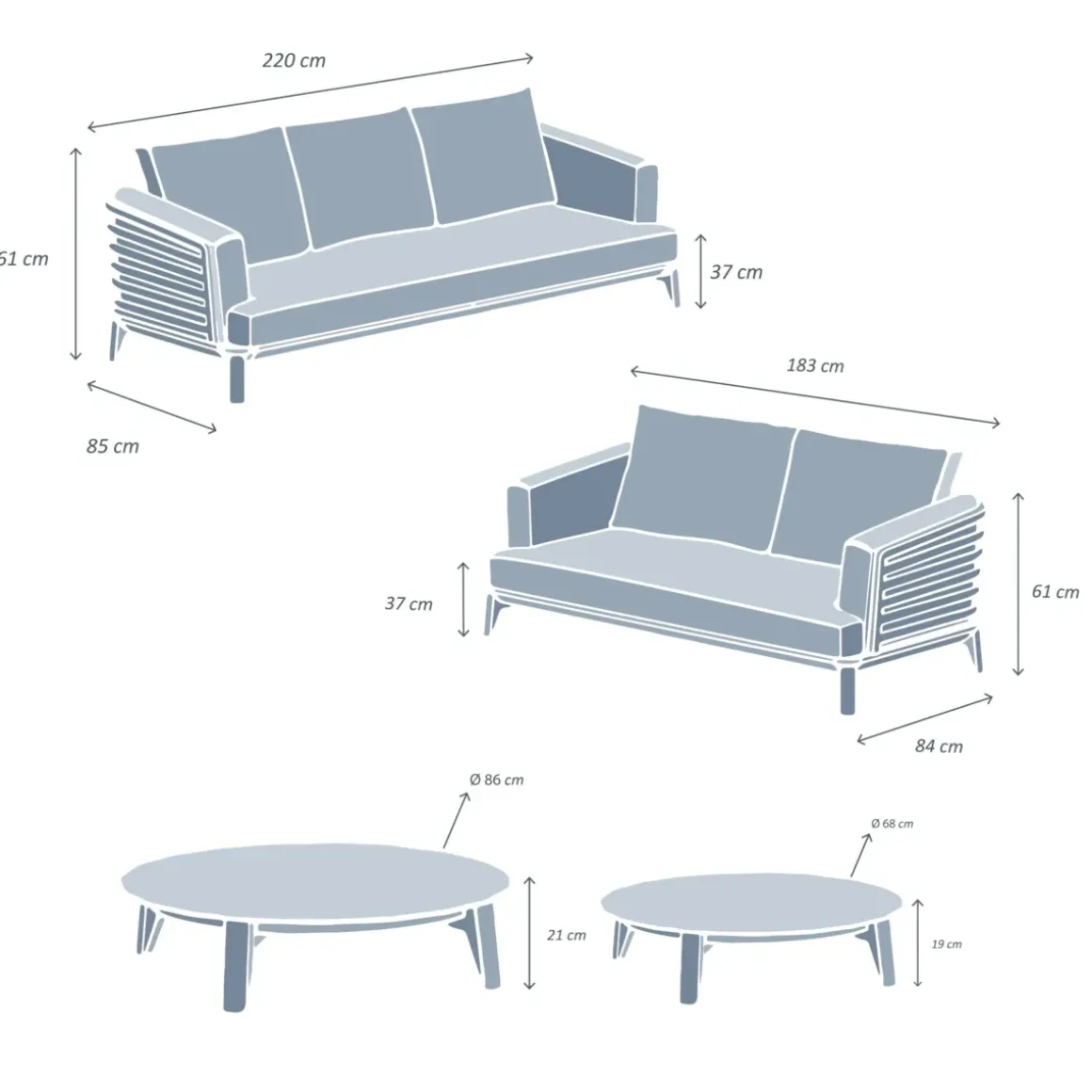 Set da giardino in alluminio 5 posti 4 pezzi Monte Carlo Bianco e verde rosmarino