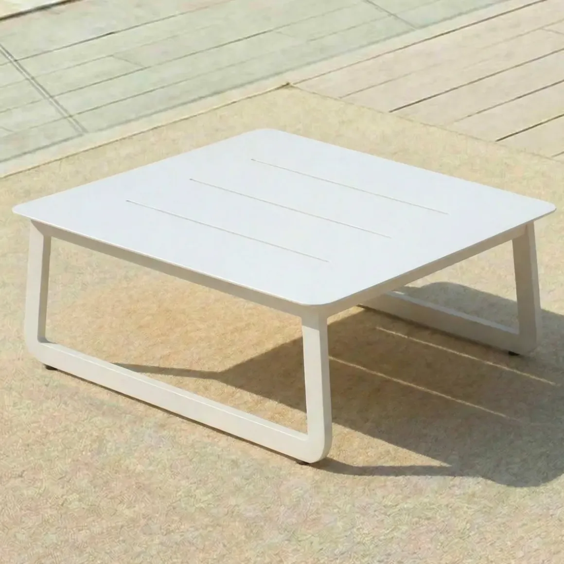 Set da giardino in alluminio 4 posti 4 pezzi Long Beach Bianco cenere e grigio chiaro