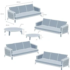 Set da giardino in alluminio 12 posti 8 pezzi Monte Carlo Grigio antracite e verde rosmarino