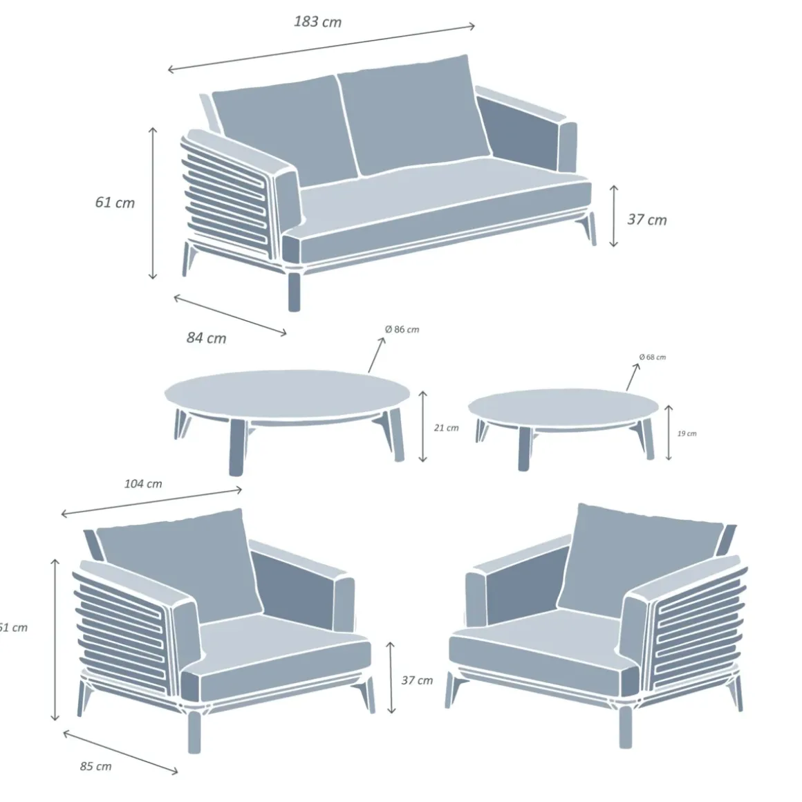 Set da giardino in alluminio 4 posti 5 pezzi Monte Carlo Bianco e verde rosmarino
