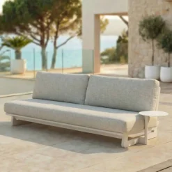 Set da giardino in alluminio 8 posti 6 pezzi Long Beach Bianco cenere e beige