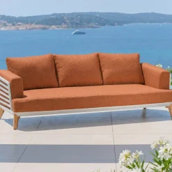 Set da giardino in alluminio 7 posti 6 pezzi Monte Carlo Bianco e terracotta
