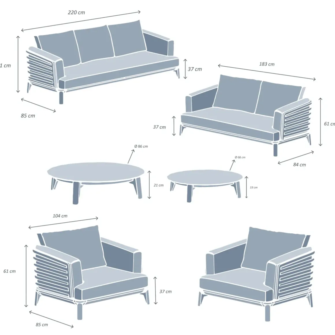 Set da giardino in alluminio 7 posti 6 pezzi Monte Carlo Bianco e terracotta