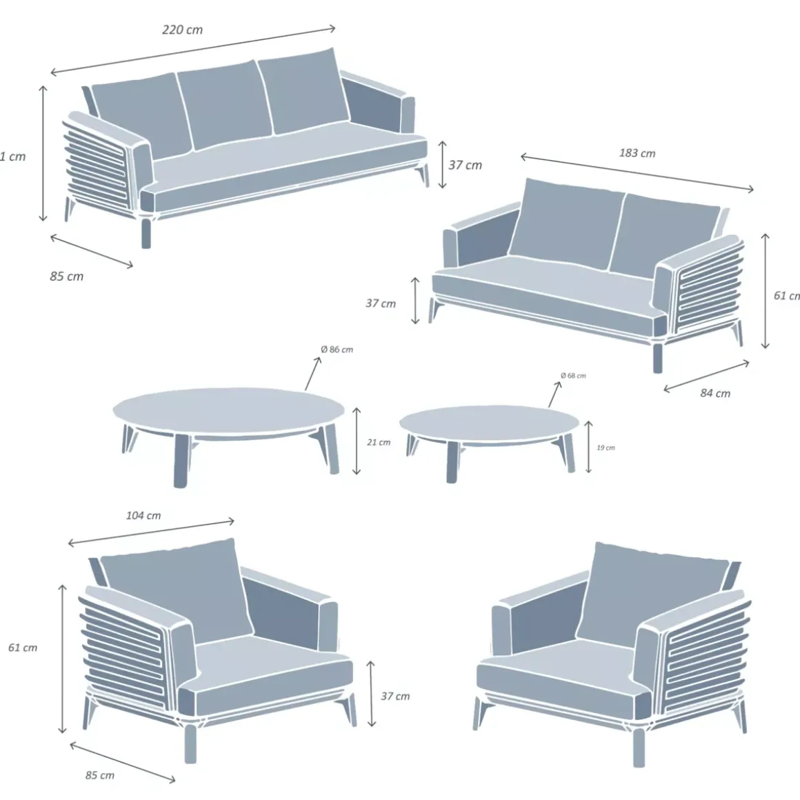 Set da giardino in alluminio 7 posti 6 pezzi Monte Carlo Grigio antracite e terracotta