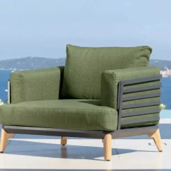 Set da giardino in alluminio 7 posti 6 pezzi Monte Carlo Grigio antracite e verde rosmarino