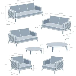 Set da giardino in alluminio 9 posti 12 pezzi Monte Carlo Grigio antracite e verde rosmarino