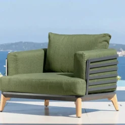 Set da giardino in alluminio 9 posti 12 pezzi Monte Carlo Grigio antracite e verde rosmarino