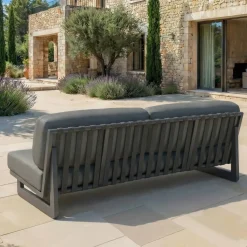 MOBELLIA Salotto Da Giardino-Set da giardino in alluminio 8 posti 6 pezzi Long Beach Grigio