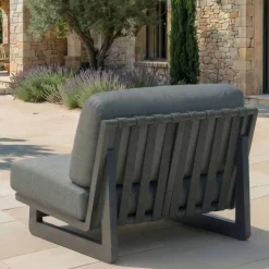 MOBELLIA Salotto Da Giardino-Set da giardino in alluminio 8 posti 6 pezzi Long Beach Grigio