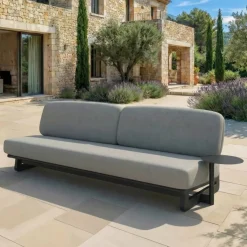 MOBELLIA Salotto Da Giardino-Set da giardino in alluminio 8 posti 6 pezzi Long Beach Grigio antracite e tortora