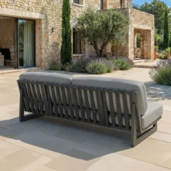 MOBELLIA Salotto Da Giardino-Set da giardino in alluminio 8 posti 6 pezzi Long Beach Grigio antracite e tortora