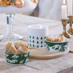 KAEMINGK Stoviglie Natalizie-Set da tapas 3 ciotole (D20 cm) Foresta innevata e bianco
