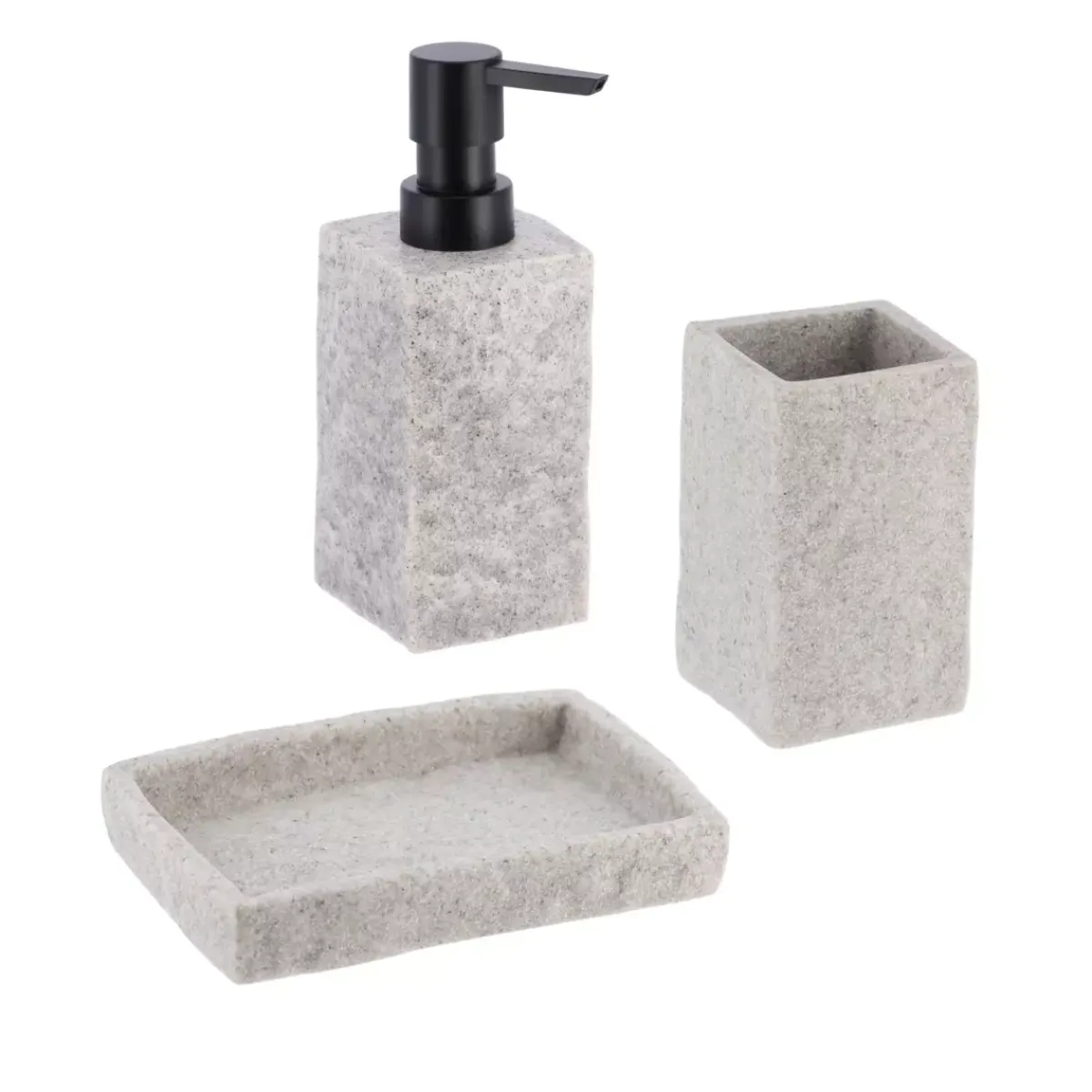 TENDANCE Accessori Bagno-Set di accessori per il bagno effetto pietra