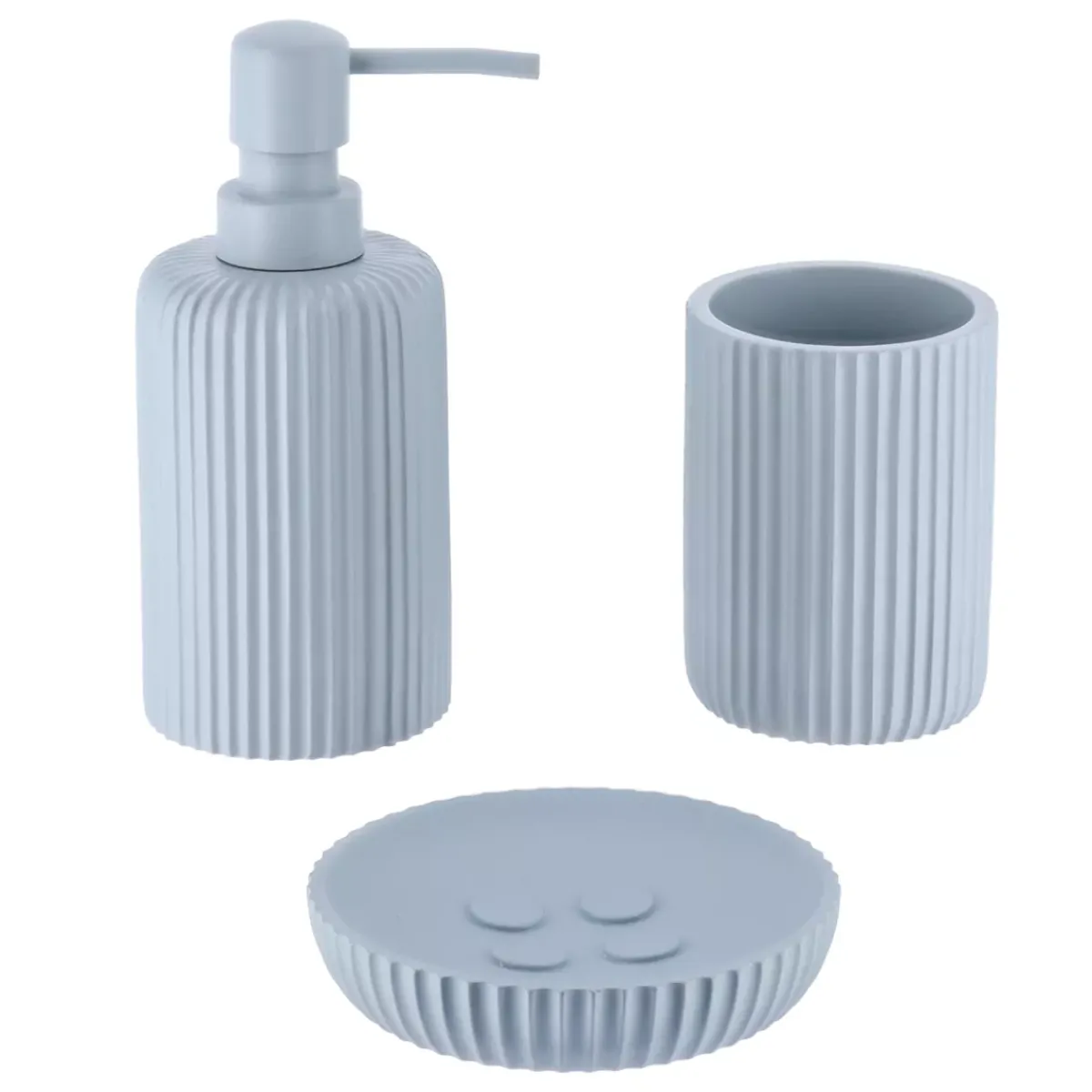 TENDANCE Accessori Bagno-Set di accessori per il bagno in resina Striato Azzurro