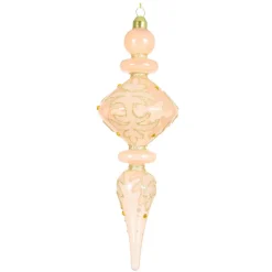 KAEMINGK Addobbi Natalizi-Set di 2 addobbi natalizi da appendere in vetro (H24 cm) Riflesso di Mezzanotte Rosa