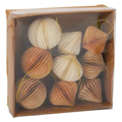 KOOPMAN Addobbi Natalizi|Decorazioni E Oggetti Natalizi-Set di 9 addobbi natalizi da appendere (D60 mm) Chiusura magnetica in carta , bianco e oro
