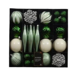 KAEMINGK Palline Di Natale-Set di addobbi per albero di Natale Christmas e bianco lana