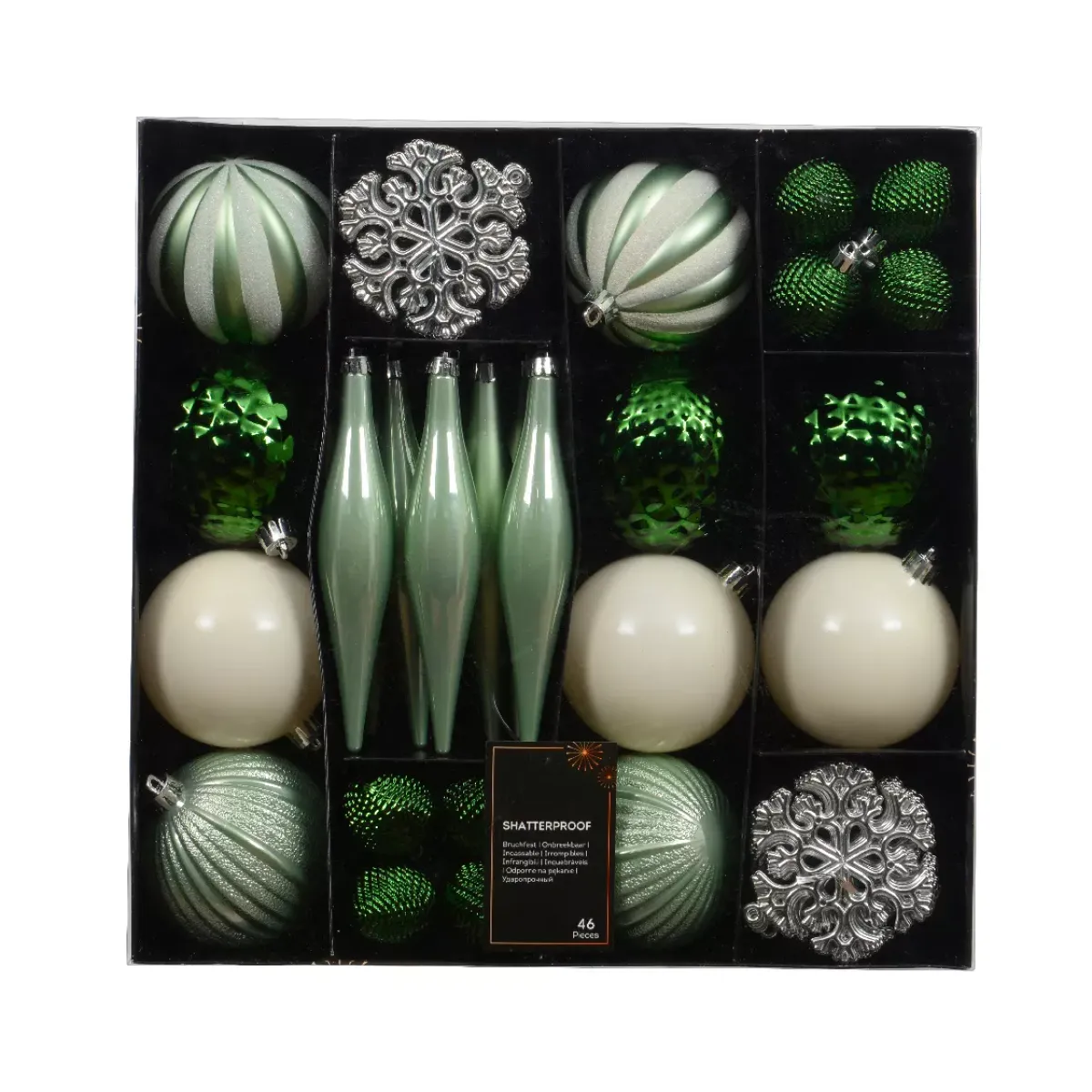 KAEMINGK Palline Di Natale-Set di addobbi per albero di Natale Christmas e bianco lana