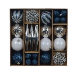 KAEMINGK Palline Di Natale-Set di addobbi per l'albero di Natale Christmas argento e bianco