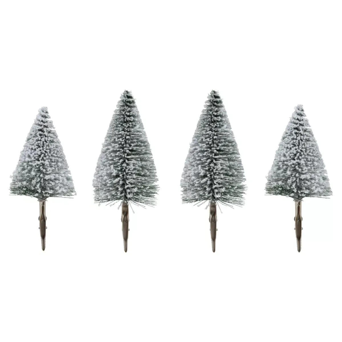 FEERIC LIGHTS Addobbi Natalizi-Set di 4 alberi di Natale con clip (Alt 16 e 13 cm) Foresta incantata innevato