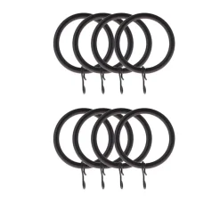 Set di 8 anelli per bastone per tenda (D28 mm) Lino Nero opaco