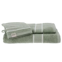 Set di 2 asciugamani e 1 guanto in cotone (50 x 90 e 70 x 130 cm) Tina Verde salvia