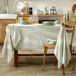Set di 2 asciugamani in garza di cotone (50 x 70 cm) Gaïa a righe Verde eucalipto