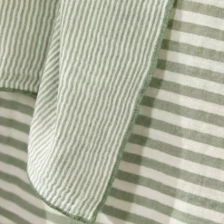 Set di 2 asciugamani in garza di cotone (50 x 70 cm) Gaïa a righe Verde eucalipto