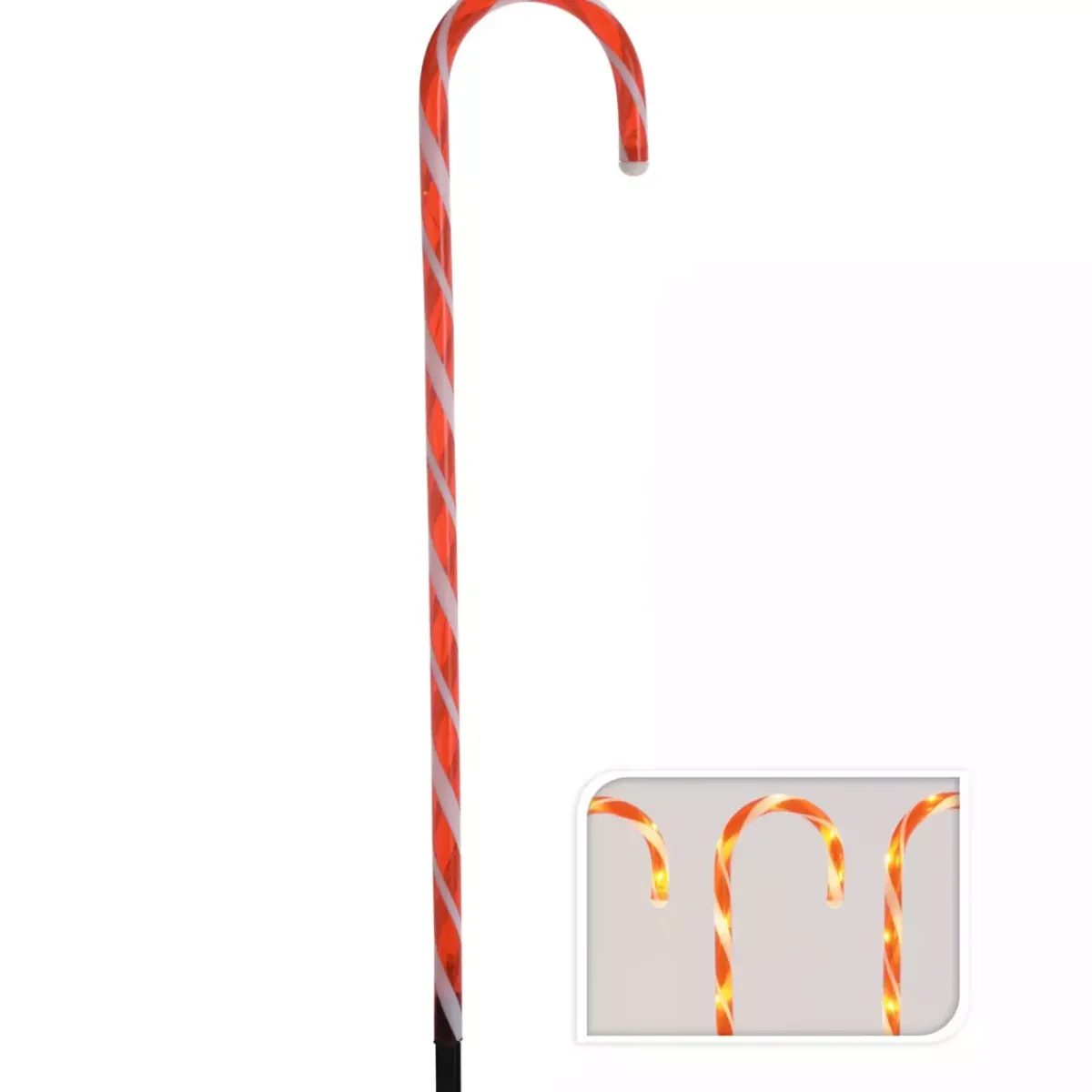 KOOPMAN Oggetti Decorativi E Illuminati|Personaggi E Oggetti Grande Dimensione-Set di 6 bastoncini di zucchero a pile 42 LED (47 cm) Candy