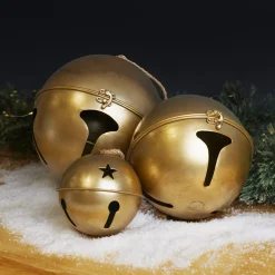 EMINZA Addobbi Natalizi|Decorazioni E Oggetti Natalizi-Set di 3 campanelle di metallo da appendere (D24-20-14 cm) Grigio