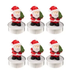 Feeric Lights & Christmas Candele Natalizie-Set di 6 candele (6 cm) Babbo Natale