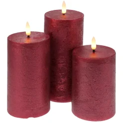 KOOPMAN Candele Natalizie-Set di 3 candele LED scintillanti a pile (D7,5 cm) Mystery