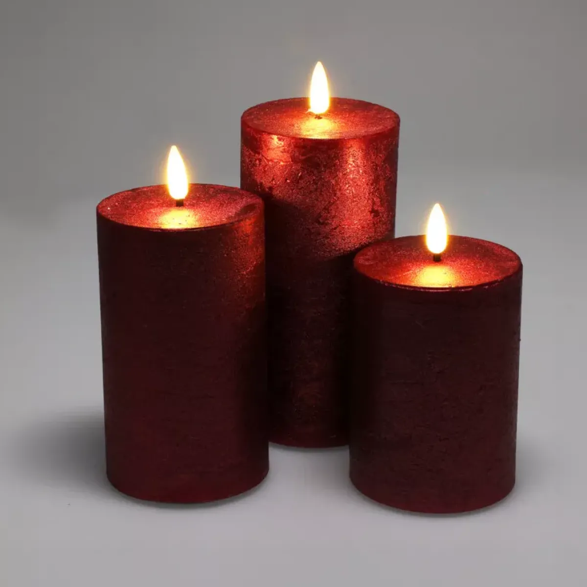 KOOPMAN Candele Natalizie-Set di 3 candele LED scintillanti a pile (D7,5 cm) Mystery