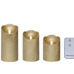 KAEMINGK Candele Natalizie-Set di 3 candele LED tremolanti (D7,5 cm) Cera naturale