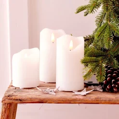 KAEMINGK Candele Natalizie-Set di 3 candele LED tremolanti (D7,5 cm) Cera naturale