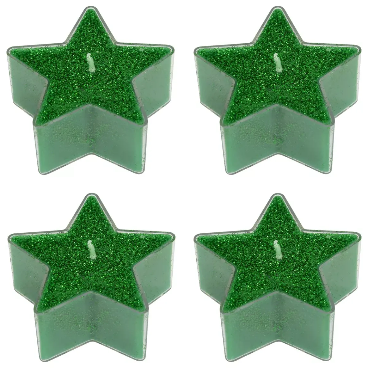 JJA Candele Natalizie-Set di 4 Candele per scaldavivande Stelle glitterato