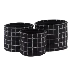 TENDANCE Accessori Bagno|Cesti E Scatole-Set di 3 cestini portaoggetti (17 cm) Quadretti