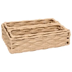5 Five Simply Smart Cesti E Scatole-Set di 3 cestini portaoggetti intrecciati bassi (27 x 20 cm) Garlic