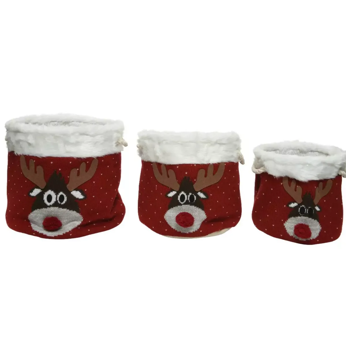 KAEMINGK Decorazioni E Oggetti Natalizi-Set di 3 cesti portaoggetti (35 cm) Teste di renne